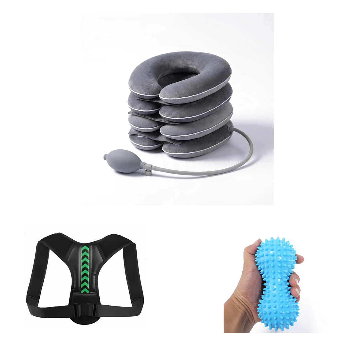 Ultimate Recovery Bundle — neck-traction collar, posture strap and massage ball together